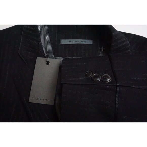 John Varvatos Black Gray Striped Cotton Blend Sport Coat Jacket Sz 38 Brand New